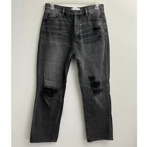 Kancan 90’s Boyfriend Jeans Women’s Sz 11/29 Black Distressed Baggy Button Fly